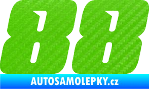 Samolepka Startovní číslo 88 typ 6 3D karbon zelený kawasaki