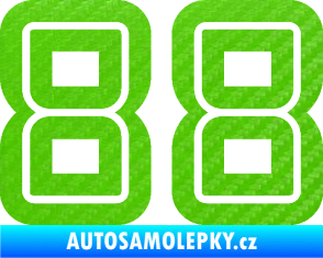 Samolepka Startovní číslo 88 typ 7 3D karbon zelený kawasaki