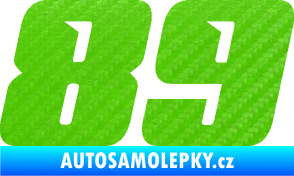 Samolepka Startovní číslo 89 typ 6 3D karbon zelený kawasaki