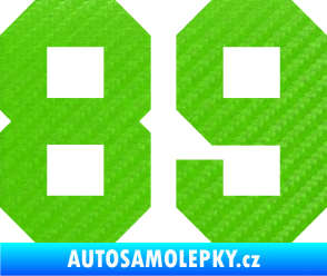 Samolepka Startovní číslo 89 3D karbon zelený kawasaki