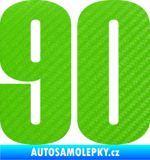 Samolepka Startovní číslo 90 typ 2          3D karbon zelený kawasaki