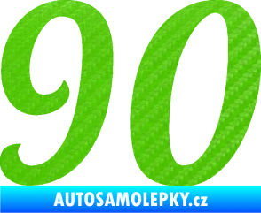 Samolepka Startovní číslo 90 typ 3   3D karbon zelený kawasaki