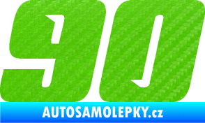 Samolepka Startovní číslo 90 typ 6 3D karbon zelený kawasaki