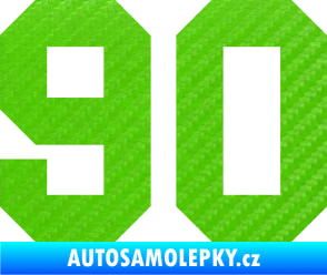 Samolepka Startovní číslo 90 3D karbon zelený kawasaki