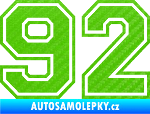 Samolepka Startovní číslo 92 typ 4 3D karbon zelený kawasaki