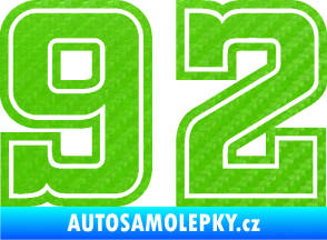 Samolepka Startovní číslo 92 typ 5 3D karbon zelený kawasaki