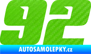 Samolepka Startovní číslo 92 typ 6 3D karbon zelený kawasaki