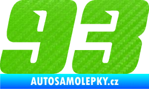 Samolepka Startovní číslo 93 typ 6 3D karbon zelený kawasaki