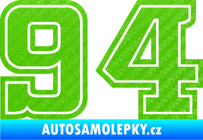 Samolepka Startovní číslo 94 typ 5 3D karbon zelený kawasaki