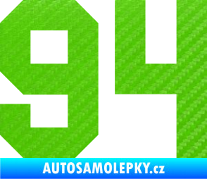Samolepka Startovní číslo 94 3D karbon zelený kawasaki
