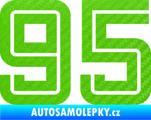 Samolepka Startovní číslo 95 typ 7 3D karbon zelený kawasaki