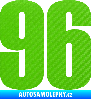 Samolepka Startovní číslo 96 typ 2     3D karbon zelený kawasaki