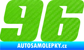 Samolepka Startovní číslo 96 typ 6 3D karbon zelený kawasaki