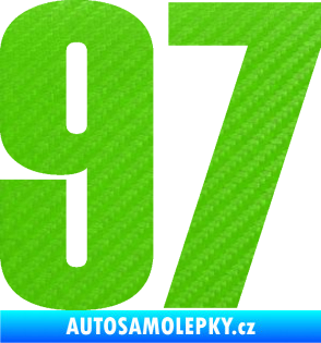 Samolepka Startovní číslo 97 typ 2 3D karbon zelený kawasaki