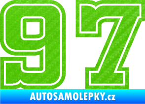 Samolepka Startovní číslo 97 typ 5 3D karbon zelený kawasaki