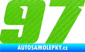 Samolepka Startovní číslo 97 typ 6 3D karbon zelený kawasaki