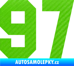 Samolepka Startovní číslo 97 3D karbon zelený kawasaki