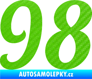 Samolepka Startovní číslo 98 typ 3   3D karbon zelený kawasaki