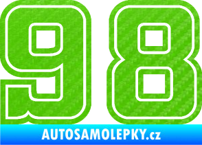 Samolepka Startovní číslo 98 typ 5 3D karbon zelený kawasaki