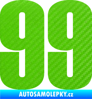 Samolepka Startovní číslo 99 typ 2      3D karbon zelený kawasaki