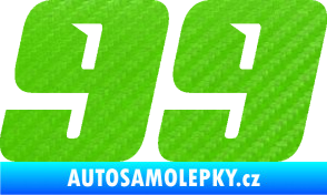 Samolepka Startovní číslo 99 typ 6 3D karbon zelený kawasaki