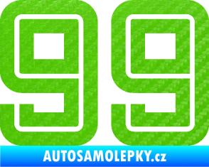 Samolepka Startovní číslo 99 typ 7 3D karbon zelený kawasaki
