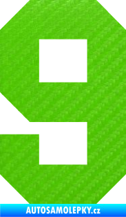 Samolepka Startovní číslo 9 3D karbon zelený kawasaki