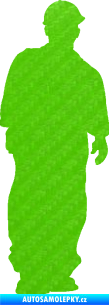 Samolepka Stavební dělník 001 pravá 3D karbon zelený kawasaki