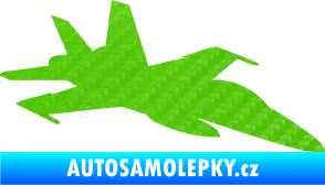 Samolepka Stíhací letoun 001 pravá 3D karbon zelený kawasaki