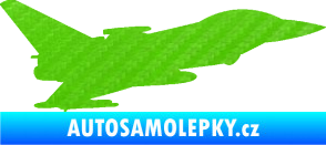 Samolepka Stíhací letoun 002 pravá 3D karbon zelený kawasaki