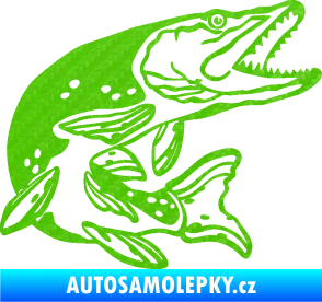 Samolepka Štika 002 pravá 3D karbon zelený kawasaki