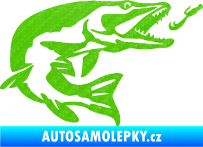 Samolepka Štika 005 pravá s návnadou 3D karbon zelený kawasaki