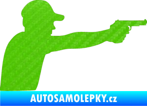 Samolepka Střelec silueta 001 pravá 3D karbon zelený kawasaki