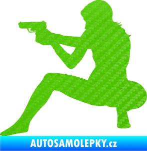 Samolepka Střelkyně 003 levá 3D karbon zelený kawasaki
