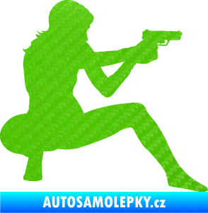 Samolepka Střelkyně 003 pravá 3D karbon zelený kawasaki