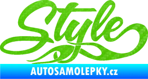 Samolepka Style nápis s plameny 3D karbon zelený kawasaki