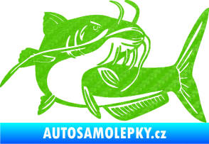 Samolepka Sumec 001 pravá 3D karbon zelený kawasaki