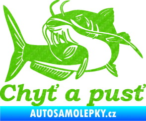 Samolepka Sumec 002 chyť a pusť levá 3D karbon zelený kawasaki