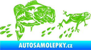 Samolepka Sumec 005 levá se žábou 3D karbon zelený kawasaki
