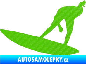 Samolepka Surfař 001 levá 3D karbon zelený kawasaki