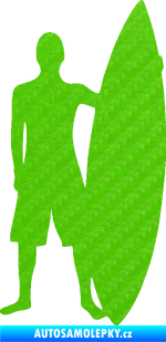 Samolepka Surfař 002 pravá 3D karbon zelený kawasaki