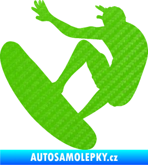 Samolepka Surfař 003 levá 3D karbon zelený kawasaki