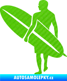 Samolepka Surfař 004 levá 3D karbon zelený kawasaki