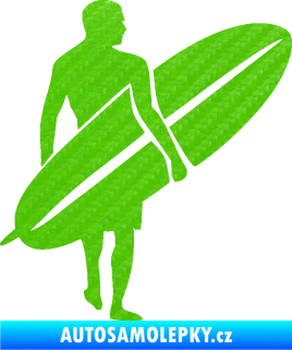 Samolepka Surfař 004 pravá 3D karbon zelený kawasaki