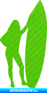 Samolepka Surfařka 001 levá 3D karbon zelený kawasaki