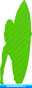 Samolepka Surfařka 002 levá 3D karbon zelený kawasaki