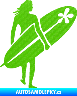 Samolepka Surfařka 003 pravá 3D karbon zelený kawasaki
