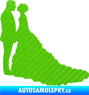 Samolepka Svatba 002 levá 3D karbon zelený kawasaki
