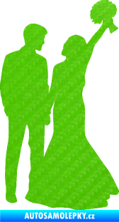 Samolepka Svatba 003 levá 3D karbon zelený kawasaki