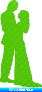 Samolepka Svatba 004 levá 3D karbon zelený kawasaki